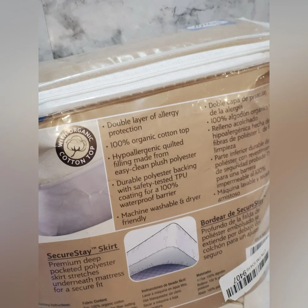 Allergy Protection Crib Mattress Pad With Organic Cotton Pad
